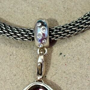 Brighton Callisto Snap Bead adapter for clip-on charm Silver w Crystals Retired